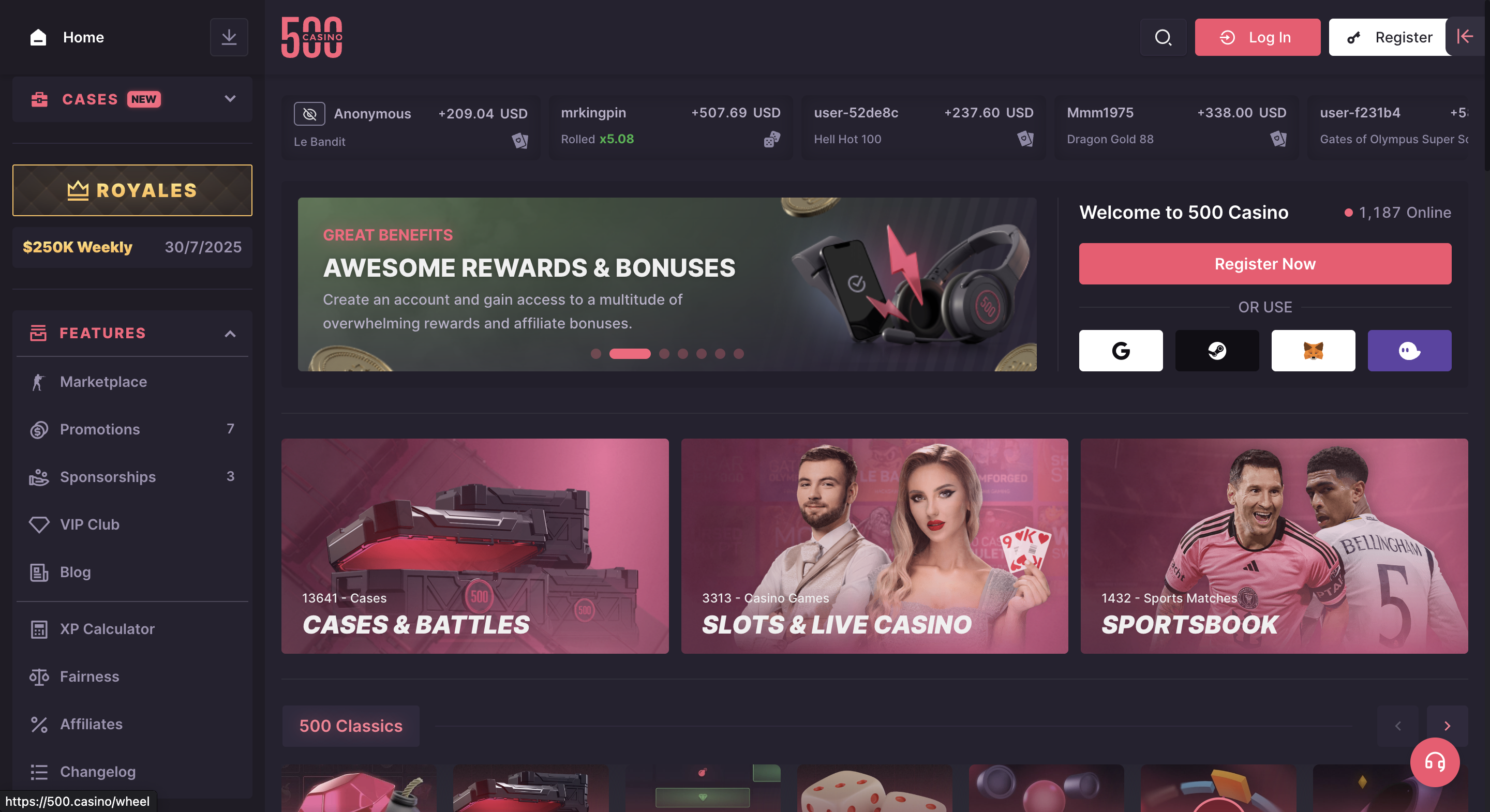 500 Casino screenshot